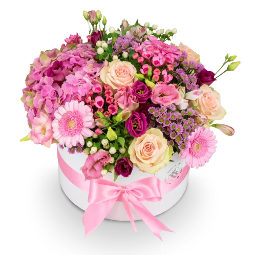 Box růžových květin